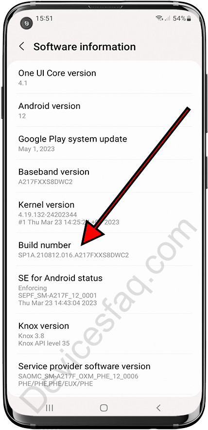 Samsung Build Number