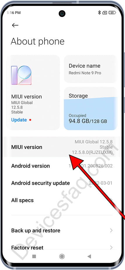 MIUI version