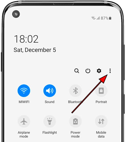 Edit quick panel icon Galaxy A52s 5G
