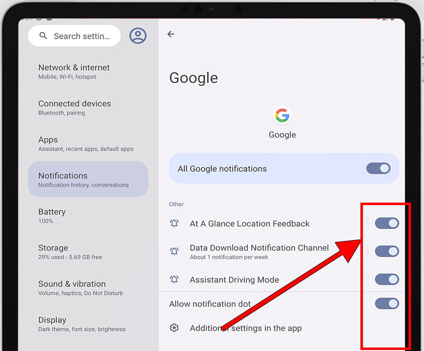 Manage app notifications Android