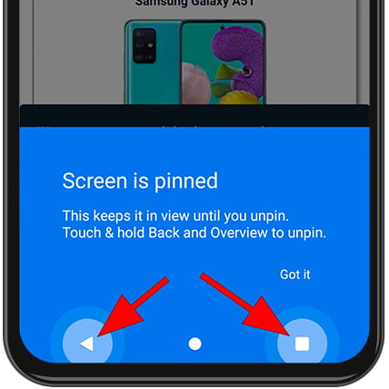 Exit Android Pinned Screen