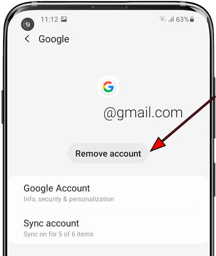 Remove account Samsung