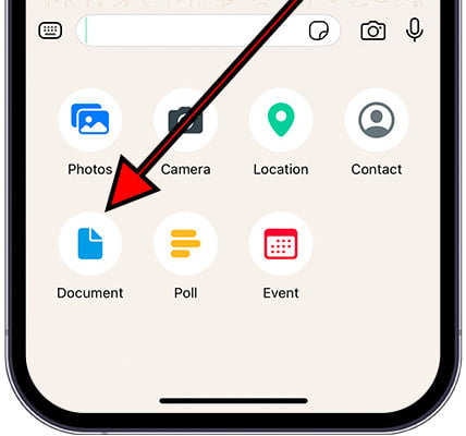 Attach a document to WhatsApp on iPhone