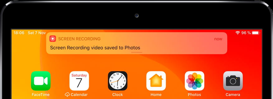 Screen recording message saved