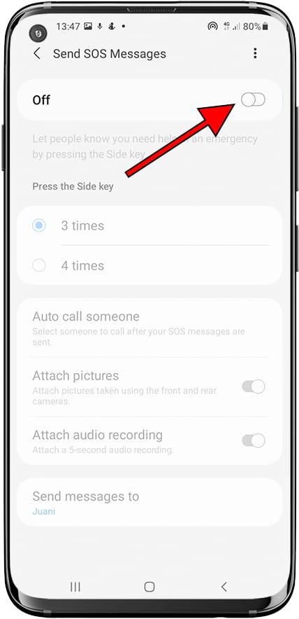 Activate Samsung emergency messages