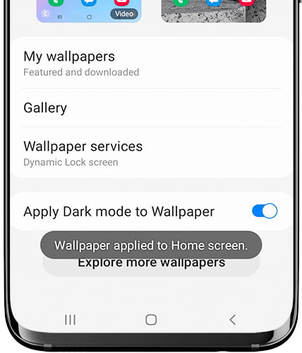 Wallpaper has been applied on Samsung